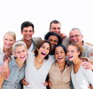 Group of happy business people laughing